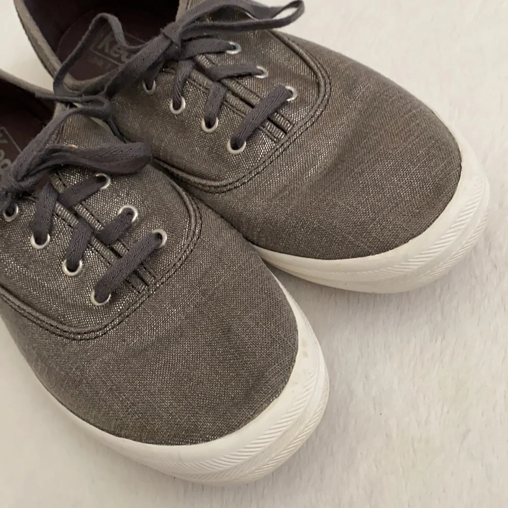 Keds | Champion Ortholite Metallic Linen Gray Sneakers WF57958 Gunmetal Grey 7.5 - Picture 2 of 14